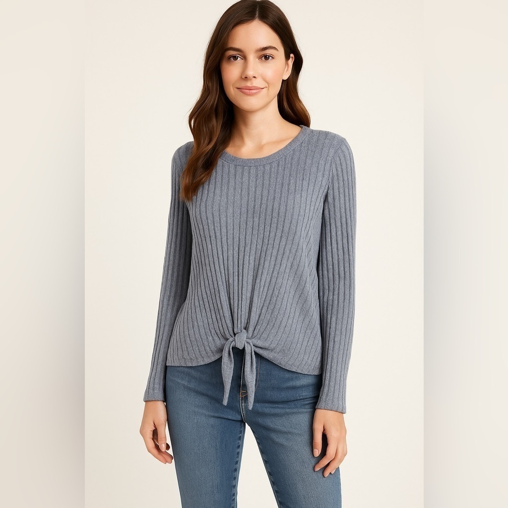 Soho New York & Company Relaxed Front Tie Sweater Top Size L